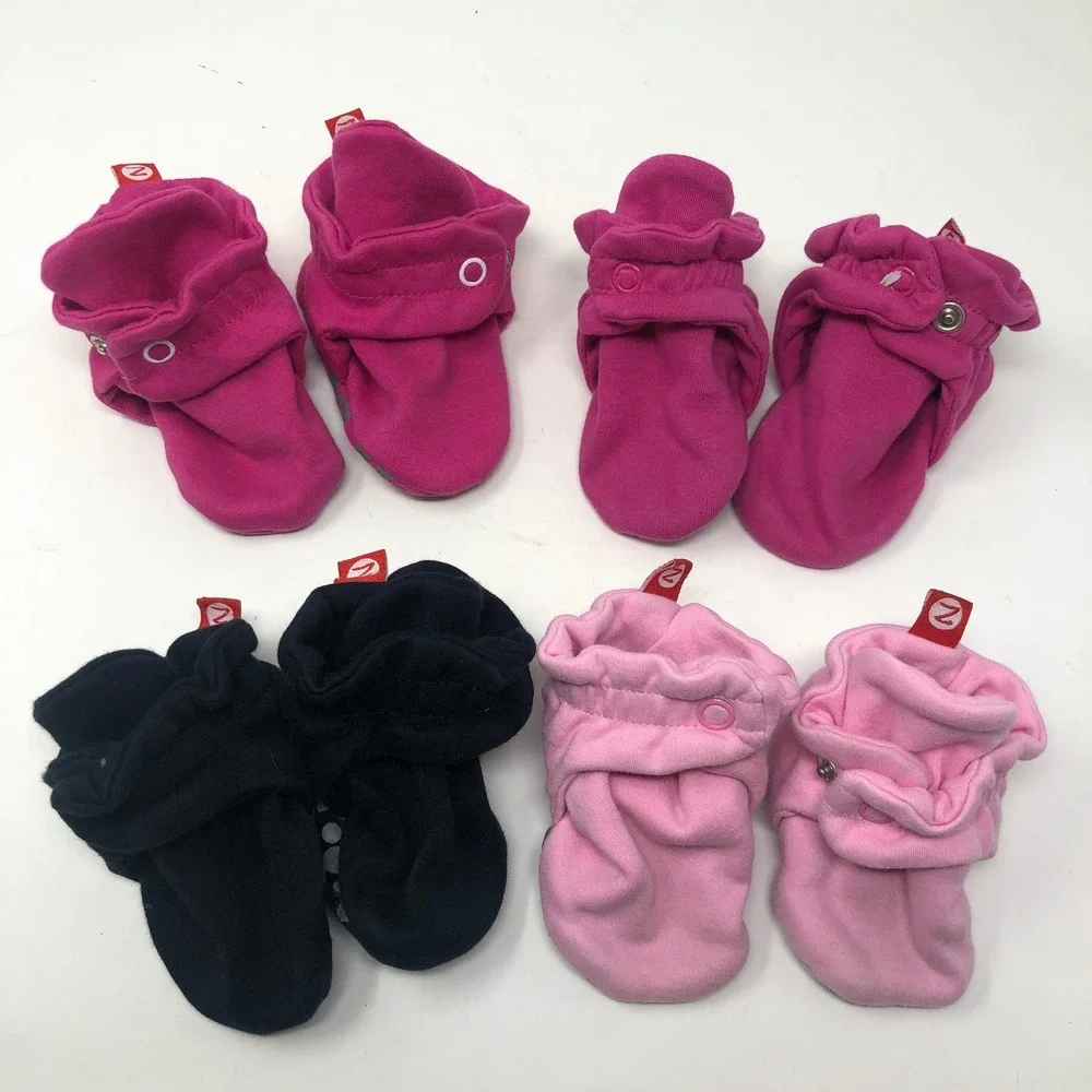 Zutano Booties Lot 11 Pairs 6M Baby Girls Multicolor Fleece Cotton Snap Stay-On